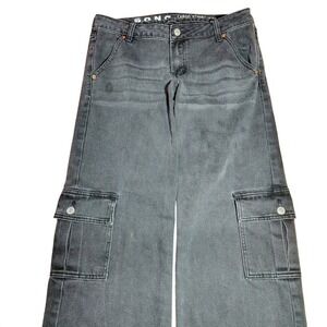 SONG Cargo‎ Street Jeans Gray Low Rise Flare Leg Size 7 28 hip hop baggy